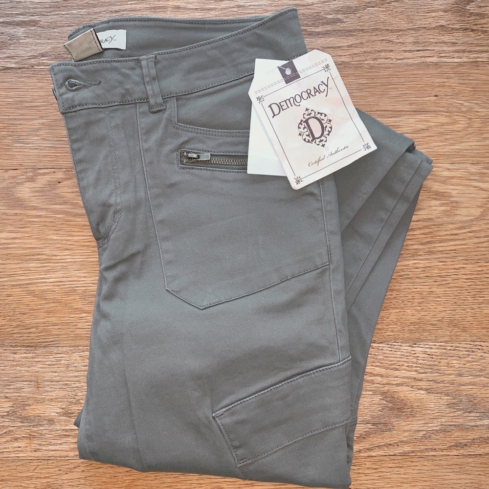Democracy stretch skinny cargo pants Olive Green